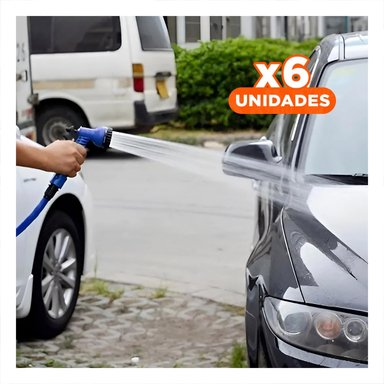 PACK6 SUMINISTRO HOGAR EXPANDIBLE DE 22 METROS AZUL PARA RIEGO EXTERIOR Y+REGALO STICKER