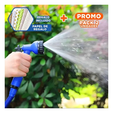 PACK2 SOLUCION HOGAR EXPANDIBLE DE 22 METROS AZUL PARA RIEGO PRACTICO Y+PAPEL REGALO