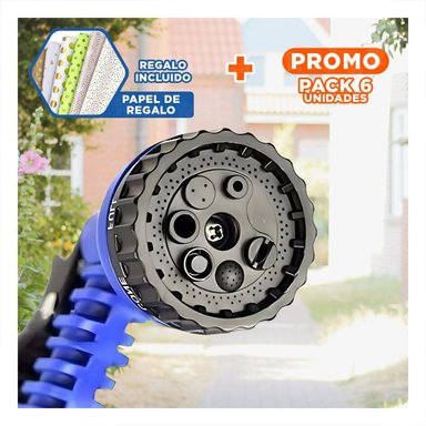 PACK6 DISPOSITIVO HOGAR EXPANDIBLE DE 22 METROS AZUL PARA RIEGO DIARIO Y+PAPEL REGALO