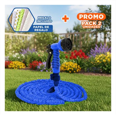 PACK2 LINEA EXPANDIBLE DE 60 METROS FLEXIBLE PARA USO DIARIO EN EXTERIOR AZUL Y+PAPEL REGALO