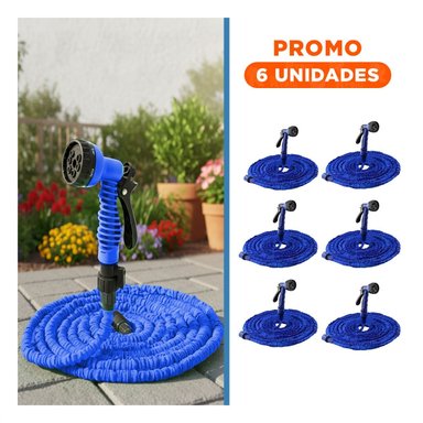 PACK6 ACCESORIO DE RIEGO EXPANDIBLE DE 60 METROS PARA JARDIN AZUL PRO
