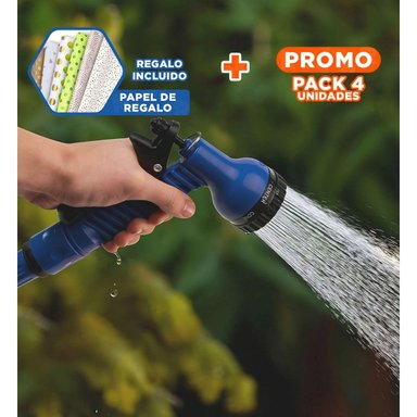 PACK4 MANGUERA FLEXIBLE 30 METROS - AZUL PARA REGAR EXTERIOR Y PATIO Y+PAPEL REGALO