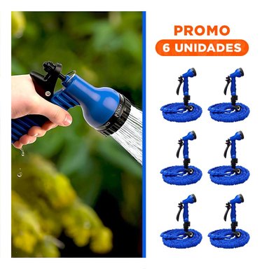 PACK6 COMPLEMENTO HOGAR EXPANDIBLE DE 22 METROS AZUL PARA RIEGO FLEXIBLE