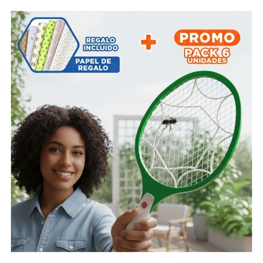 PACK6 MARCO MOSQUITERA MANUAL PARA ELIMINACION RAPIDA DE INSECTOS VERDE Y+PAPEL REGALO - 1