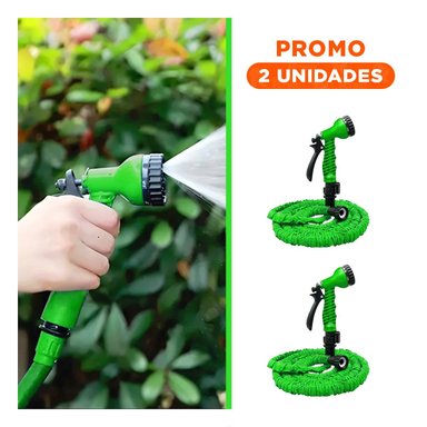 PACK2 LINEA DE RIEGO EXPANDIBLE 22 METROS VERDE PARA JARDIN HOGAR