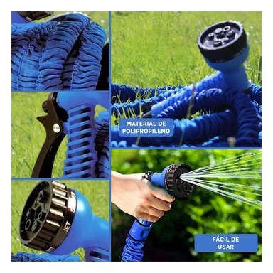 PACK6 ACCESORIO DE RIEGO EXPANDIBLE DE 60 METROS FLEXIBLE PARA EXTERIOR AZUL Y+PAPEL REGALO - 3