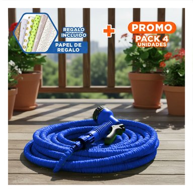 PACK4 LINEA EXPANDIBLE DE 60 METROS PORTATIL PARA TAREAS DE AGUA EN HOGAR CASA Y+PAPEL REGALO