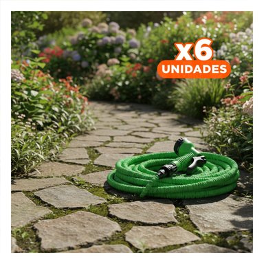PACK6 ACCESORIO DE RIEGO EXPANDIBLE DE 60 METROS PARA JARDIN VERDE Y+REGALO STICKER