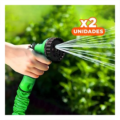 PACK2 SISTEMA DE RIEGO EXPANDIBLE 22 METROS VERDE PARA JARDIN HOGAR Y+REGALO STICKER