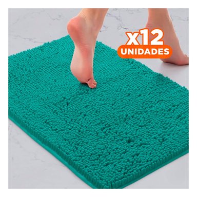 PACK12 TAPIZ SUAVE MICROFIBRA 40X60CM VERDE AGUA DISENO COMODO Y FACIL DE LIMPIAR