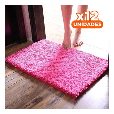 PACK12 TAPIZ LIGERO MICROFIBRA 40X60CM ROSADO FUNCIONAL Y SUAVE PARA CASA