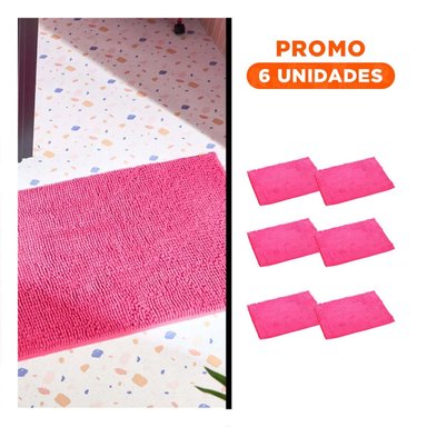 PACK6 TAPIZ SUAVE MICROFIBRA 40X60CM ROSADO DISENO COMODO Y FACIL DE LIMPIAR