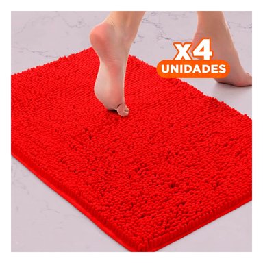 PACK4 COBIJA RECTANGULAR MICROFIBRA 40X60CM ROJO PARA CASA USO DIARIO INTERIOR