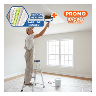 PACK2 RECUBRIDOR RODILLO PARA PINTAR INTERIOR Y EXTERIOR AZUL NEGRO Y+PAPEL REGALO