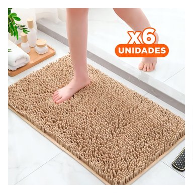 PACK6 TAPIZ RECTANGULAR MICROFIBRA 40X60CM CREMA PARA CASA USO DIARIO INTERIOR Y+REGALO STICKER
