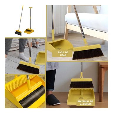 PACK2 UTENSILIO DE LIMPIEZA CON ESCOBA Y RECOGEDOR COMPACTO PARA CASA Y+PAPEL REGALO - 3