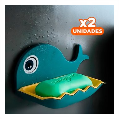 PACK2 BANDEJA BALLENA PORTA JABON PRACTICA PARA FREGADERO HOGAR AZUL Y+REGALO STICKER