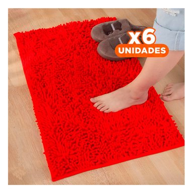 PACK6 TAPIZ RECTANGULAR MICROFIBRA 40X60CM ROJO PARA CASA USO DIARIO INTERIOR Y+REGALO STICKER