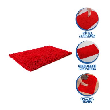 PACK6 TAPIZ RECTANGULAR MICROFIBRA 40X60CM ROJO PARA CASA USO DIARIO INTERIOR Y+REGALO STICKER - 2