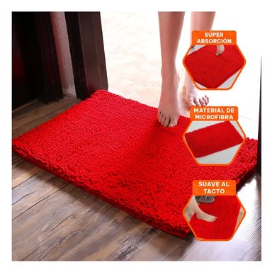 PACK6 TAPIZ RECTANGULAR MICROFIBRA 40X60CM ROJO PARA CASA USO DIARIO INTERIOR Y+REGALO STICKER - 3