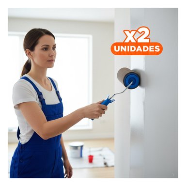 PACK2 RECUBRIDOR RODILLO PARA PINTAR USO DOMESTICO UNIFORME AZUL NEGRO Y+REGALO STICKER