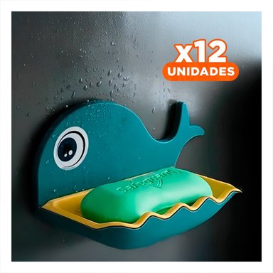 PACK12 ACCESORIO BALLENA PORTA JABON COMPACTO FUNCIONAL USO DIARIO AZUL