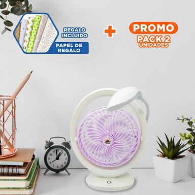 PACK2 REFRESCADOR PORTATIL RECARGABLE CON LUZ INTEGRADA 3 VELOCIDADES LILA Y+PAPEL REGALO