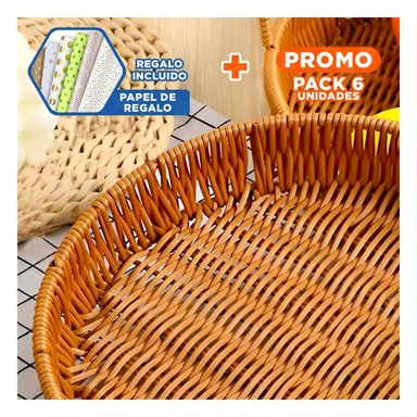 PACK6 CONTENEDOR FUNCIONAL TEJIDO CIRCULAR 26CM MARRON PARA HOGAR MODERNO TOTAL Y+PAPEL REGALO