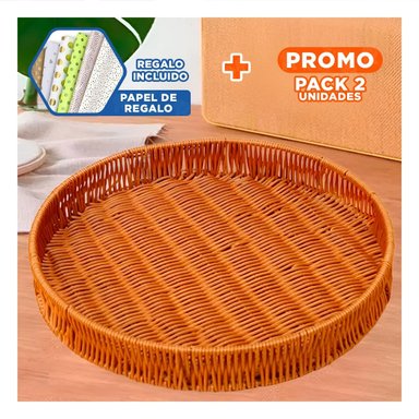 PACK2 RECIPIENTE DECORATIVO TEJIDO CIRCULAR 35CM MARRON ORDEN PERSONAL DIARIO Y+PAPEL REGALO