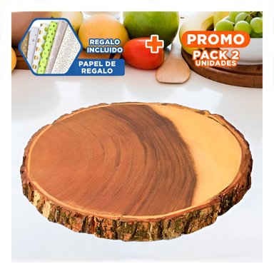 PACK2 FORMATO CIRCULAR DE MADERA 33CM PARA DECORACION DE HOGAR EN USO DIARIO Y+PAPEL REGALO