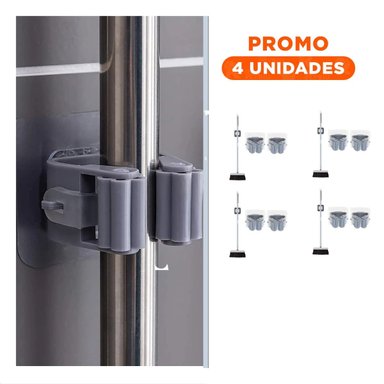 PACK4 GANCHO DE ESCOBAS CON SUCCION FIJACION SEGURA EN SUPERFICIE LISA Y+REGALO STICKER