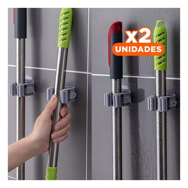 PACK2 BASE DE ESCOBAS CON GANCHO DE SUCCION INSTALACION RAPIDA Y SENCILLA Y+REGALO STICKER