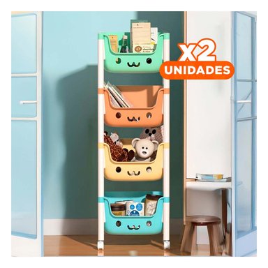 PACK2 MODULO INFANTIL CON CARITAS 4 NIVELES ALMACENAJE SEGURO MULTICOLOR Y+REGALO STICKER