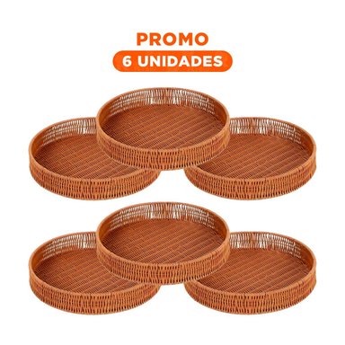 PACK6 CONTENEDOR DECORATIVO TEJIDO CIRCULAR 35CM MARRON ORDEN PERSONAL DIARIO EXTRA