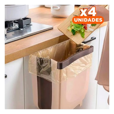 PACK4 RECIPIENTE PLEGABLE BEIGE PARA RESIDUOS PRACTICO Y FACIL DE GUARDAR DIARIO