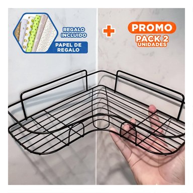 PACK2 ALMACEN METAL DE 1 NIVEL FORMA DE L NEGRO PARA DECORACION FUNCIONAL CASA Y+PAPEL REGALO