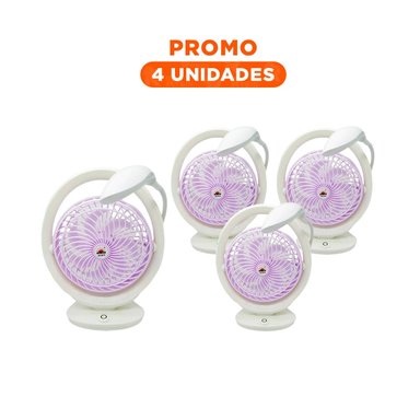 PACK4 SOPLADOR RECARGABLE CON LAMPARA DE MESA Y 3 VELOCIDADES LILA Y+REGALO STICKER