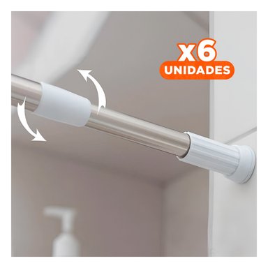 PACK6 PILAR AJUSTABLE PARA DUCHA COMPACTO Y DURABLE PLOMO 1,10M A 2,0M Y+REGALO STICKER