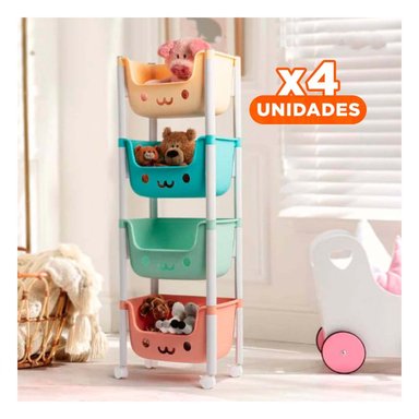 PACK4 MODULO INFANTIL CON CARITAS 4 NIVELES USO DIARIO DIVERTIDO MULTICOLOR