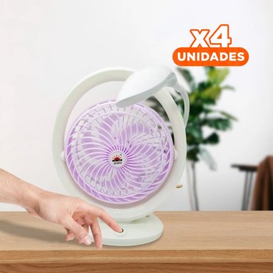 PACK4 REFRESCADOR MODERNO RECARGABLE CON LAMPARA Y 3 VELOCIDADES LILA