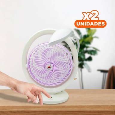 PACK2 REFRESCADOR RECARGABLE CON ILUMINACION DE MESA 3 VELOCIDADES LILA Y+REGALO STICKER