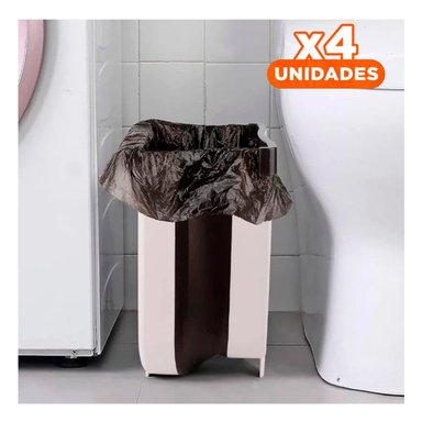 PACK4 RECIPIENTE PLEGABLE BLANCO PARA RESIDUOS PRACTICO Y FACIL DE GUARDAR DIARIO