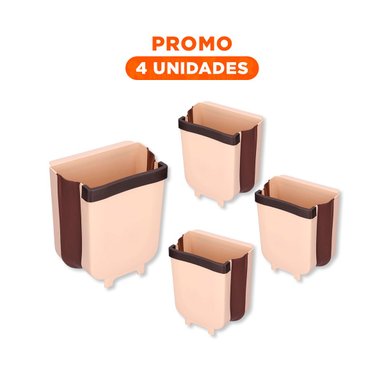 PACK4 RECIPIENTE FLEXIBLE BEIGE PARA BASURA DISEÑO COMPACTO DIARIO Y+REGALO STICKER