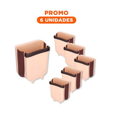 PACK6 RECIPIENTE MULTIUSO BEIGE PLEGABLE LIVIANO Y RESISTENTE DIARIO Y+PAPEL REGALO
