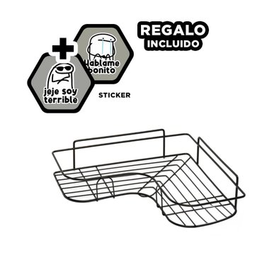 PLATAFORMA METAL DE 1 NIVEL FORMA DE L NEGRO PARA DECORACION Y ORGANIZACION Y+REGALO STICKER