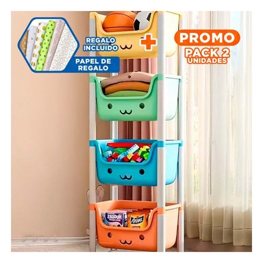 PACK2 MODULO INFANTIL CON CARITAS 4 NIVELES ESTRUCTURA FIRME MULTICOLOR Y+PAPEL REGALO