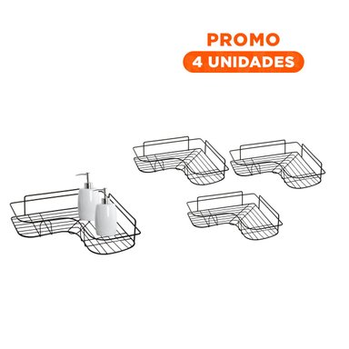 PACK4 ORGANICA METAL DE 1 NIVEL FORMA DE L NEGRO PARA DECORACION MODERNA HOGAR Y+REGALO STICKER