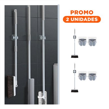 PACK2 BASE DE ESCOBAS CON GANCHO DE SUCCION FIJACION FIRME EN PARED LISA