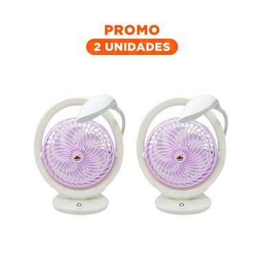 PACK2 REFRESCADOR RECARGABLE CON LAMPARA DE MESA 3 VELOCIDADES COLOR LILA
