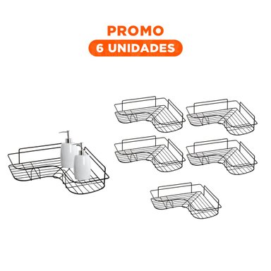 PACK6 APOYO METAL DE 1 NIVEL FORMA DE L NEGRO PARA DECORACION Y ORDEN EN HOGAR